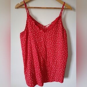 Entro Red Polka Dot Spaghetti Strap Top Size Large